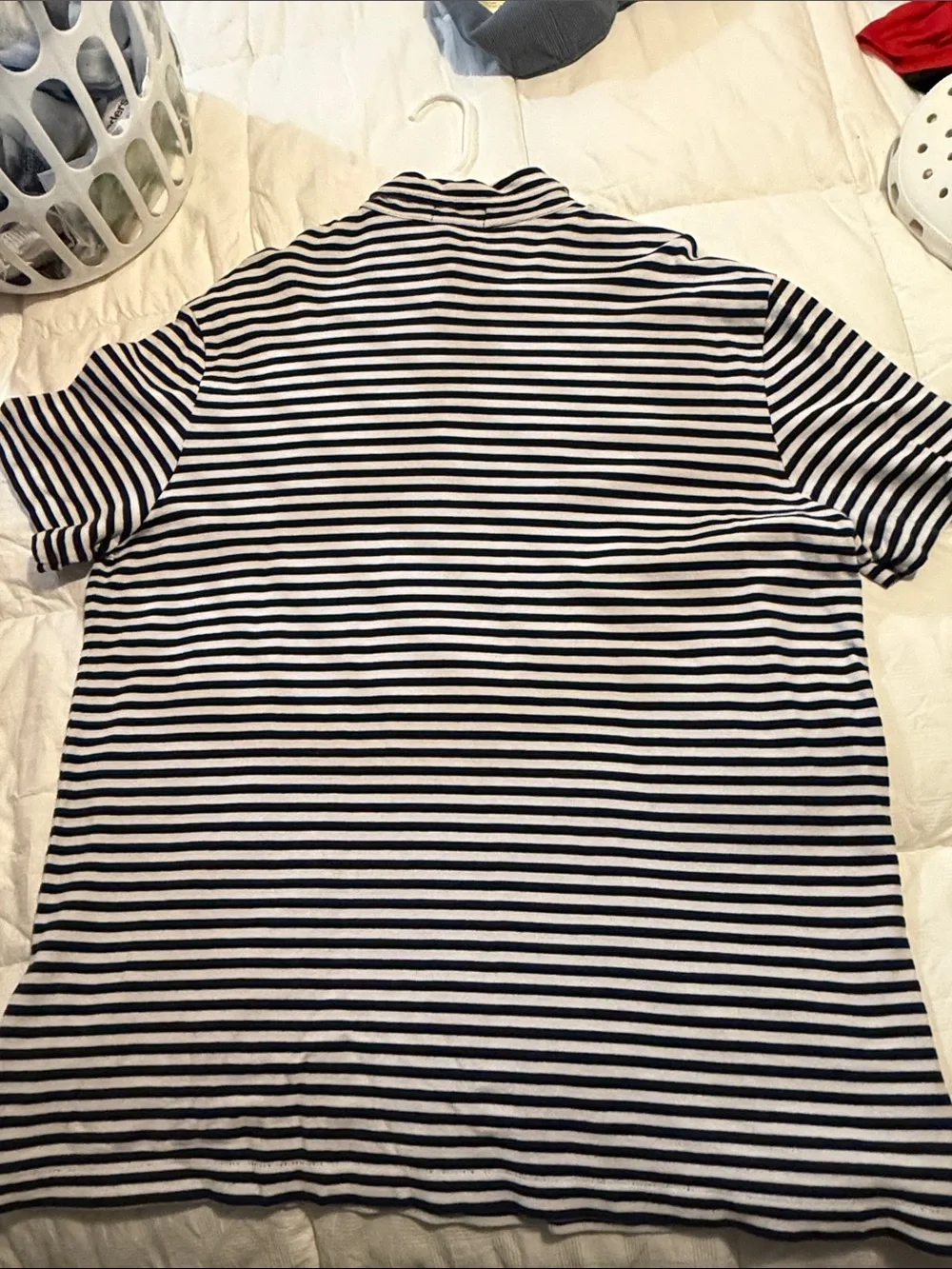 Ralph Lauren Men’s Navy & White Striped Polo with Green Pony